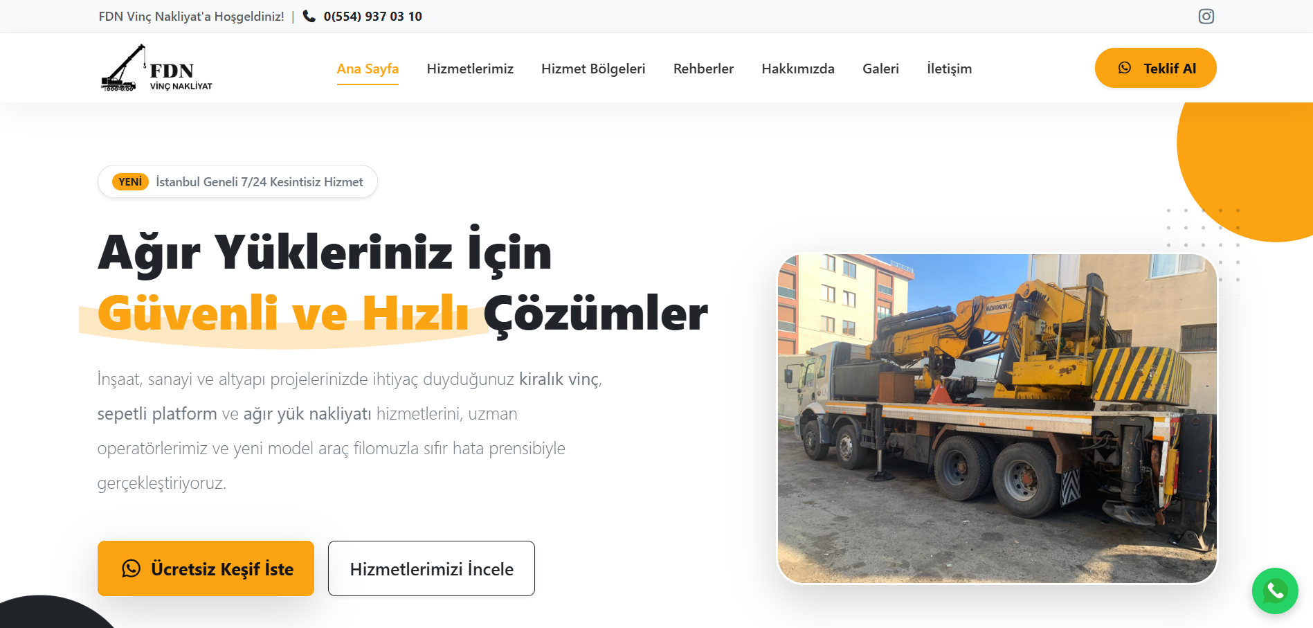 FDN Vinç Nakliyat - Web Tasarım ve SEO Projesi